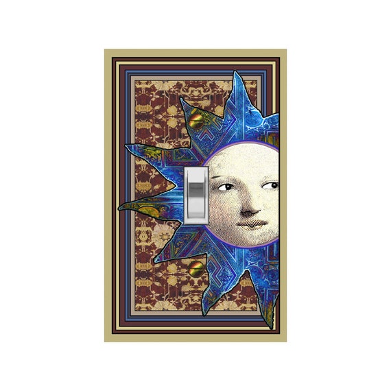 0103A Unique Sun w/ Face on Image of Floral Persian Rug ~ Mrs Butler Unique Switchplate Cover ~ Use Drop Down Box ~ See 0103B for Background