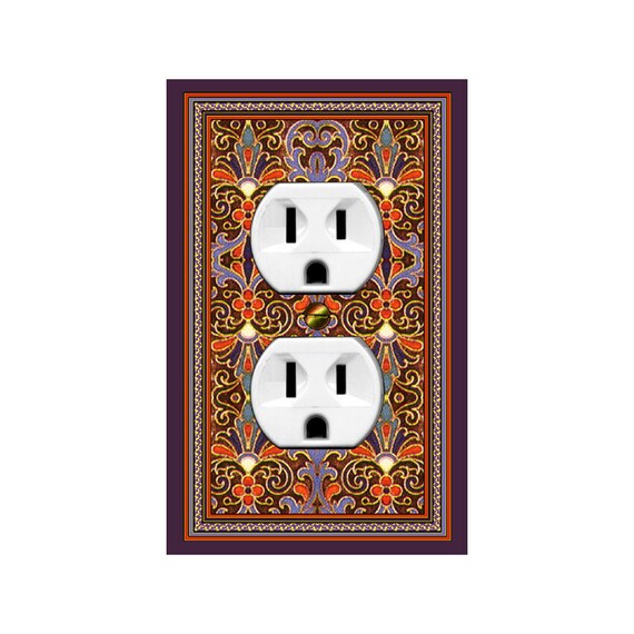 1135X Image of Colorful Russian-Inspired Enamel Design w/ Golden & Floral Accents ~ Mrs Butler Unique Switchplates ~ Use Drop Downs Below