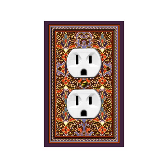 1135X Image of Colorful Russian-Inspired Enamel Design w/ Golden & Floral Accents ~ Mrs Butler Unique Switchplates ~ Use Drop Downs Below