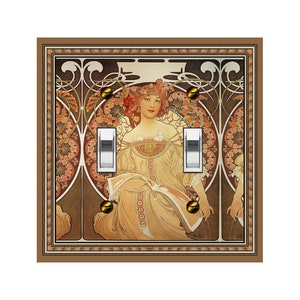 1453X Art Nouveau Mucha Reverie Daydream Flowers & Scrolls Mrs Butler Unique Switchplate Cover Use Drop Down Box Below See Many Muchas image 4