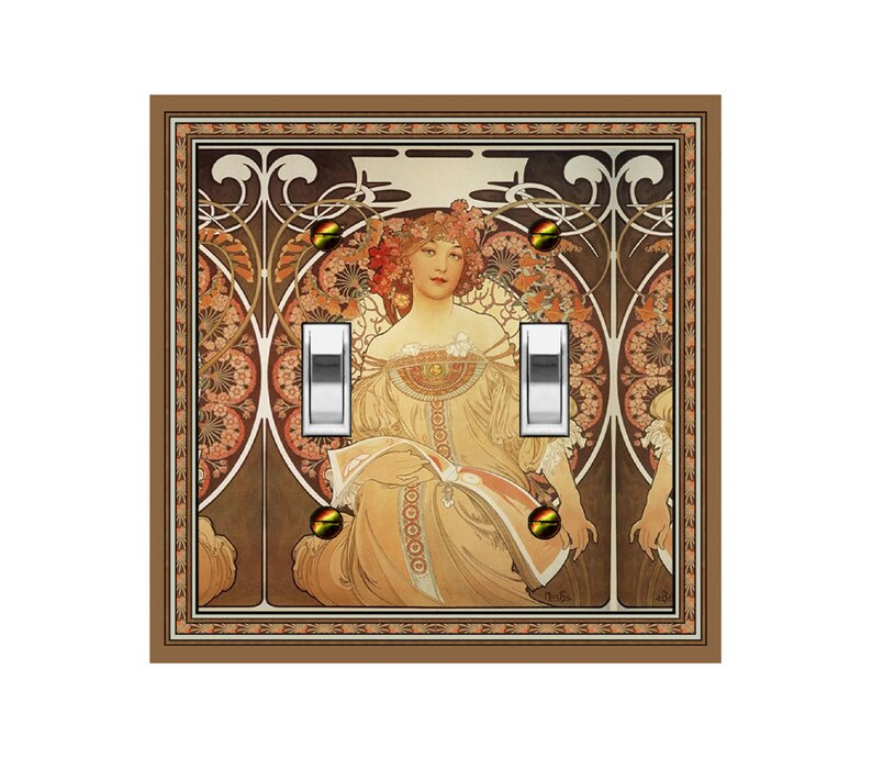 1453X Art Nouveau Mucha Reverie Daydream Flowers & Scrolls Mrs Butler Unique Switchplate Cover Use Drop Down Box Below See Many Muchas image 4