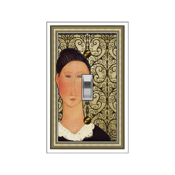 0687X Art Deco Modigliani Woman w/ Intricate Bkgd ~ Mrs Butler Unique Switchplate Cover ~ Use Drop Down Box Below ~ See More Modigliani