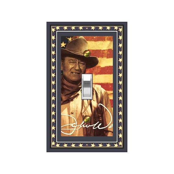 1721X Vintage Look John Wayne Autograph American Flag Cowboy Hat Western ~ Mrs Butler Unique Switchplate Cover ~ Use Drop Down Boxes Below