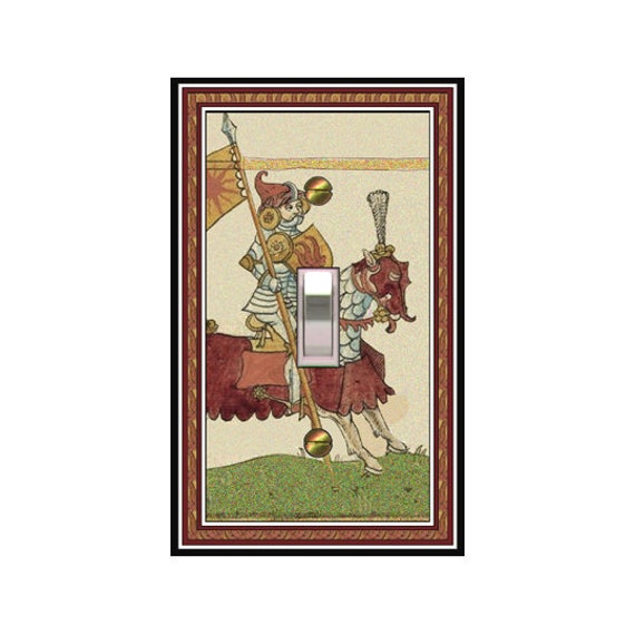 0198X Medieval Knight on Horse in Armor w/ Flag ~ Mrs Butler Unique Switchplate Cover ~ Use Drop Down Box ~See Other Medieval/Knight Designs