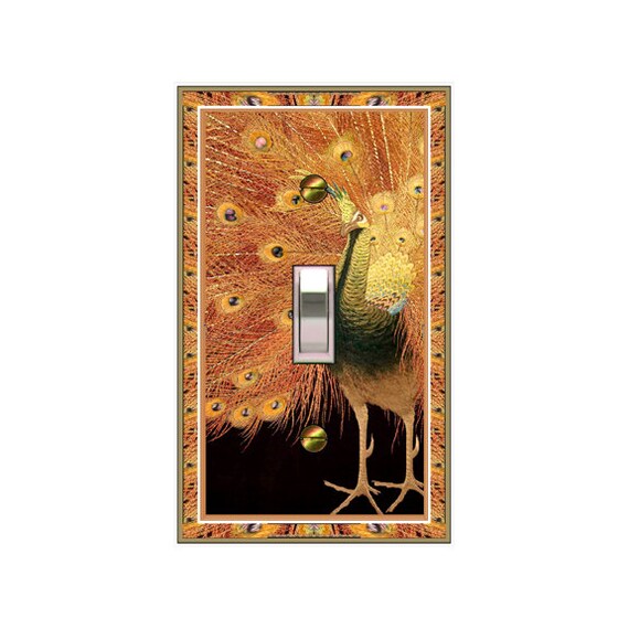 0135X - Colorful Peacock light switch plate cover- mrs butler switchplates - choose sizes / prices from drop down box