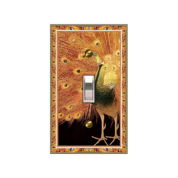 0135X - Colorful Peacock light switch plate cover- mrs butler switchplates - choose sizes / prices from drop down box