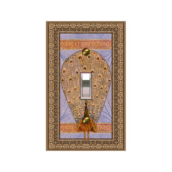1596x - Art Deco Peacock - mrs butler switch plate covers - choose sizes / prices from drop down box