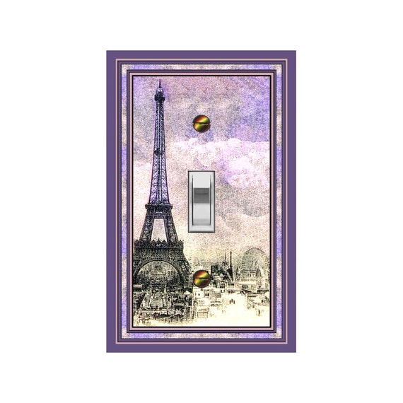0479X French Eiffel Tower & Roue de Paris Colorful Sketch ~ Mrs Butler Unique Switchplate Cover ~ Use Drop Down Boxes ~ Other Eiffel Towers