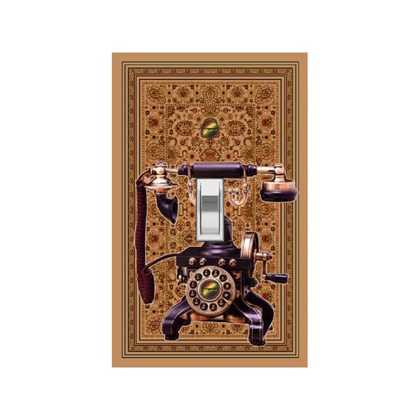 1154A Flat Image Eiffel Tower Antique Telephone Persian Rug ~ Mrs Butler Unique Switchplate Cover ~ Use Drop Down Boxes ~ 1154B Background