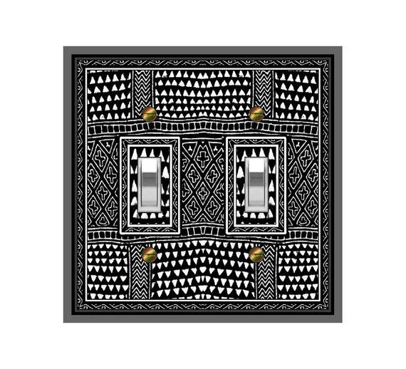 0416X Image of Handmade African Cloth Black & White ~ Mrs Butler Unique Switchplate Cover ~ Use Drop Down Box Below ~ See African Designs