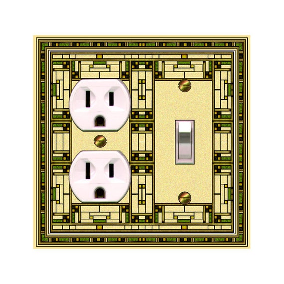 0435X Mod Mission Style Borders Design Yellow Green Black ~ Mrs Butler Unique Switchplate Cover ~ Use Drop Down Box Below ~ Many Mod Designs