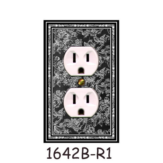 1642B Inverted Black/Gray Toile Gray Scale ~ Mrs Butler Unique Switchplate Cover ~ Use Drop Down Box ~ See 1642A & 1641A-B Variations