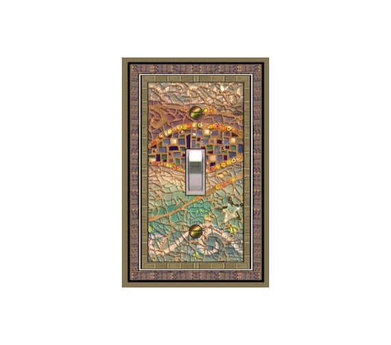 1752X Image of Colorful Mosaic with Star Faux Gems ~ Mrs Butler Unique Switchplate Cover ~ Use Drop Down Box Below ~See 1752H & V Variations
