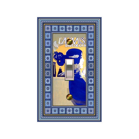 0791A - Art Deco Lady in Blue light switch plate cover - mrs butler switchplates - choose sizes/prices from drop down-mix/match/w/0791b