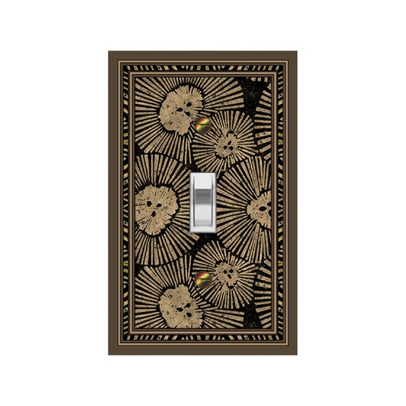 0139X Flat Image of Uniquely Abstract Lion Head Flowers or Fruit Brown on Black ~ Mrs Butler Unique Switchplate Covers ~ Use Drop Down Boxes