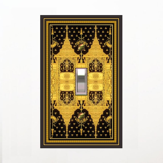 0474X Flat Image of Antique Asian Faux Golden Pagoda Design ~ Mrs Butler Unique Switchplate Cover ~ Use Drop Down Boxes Below