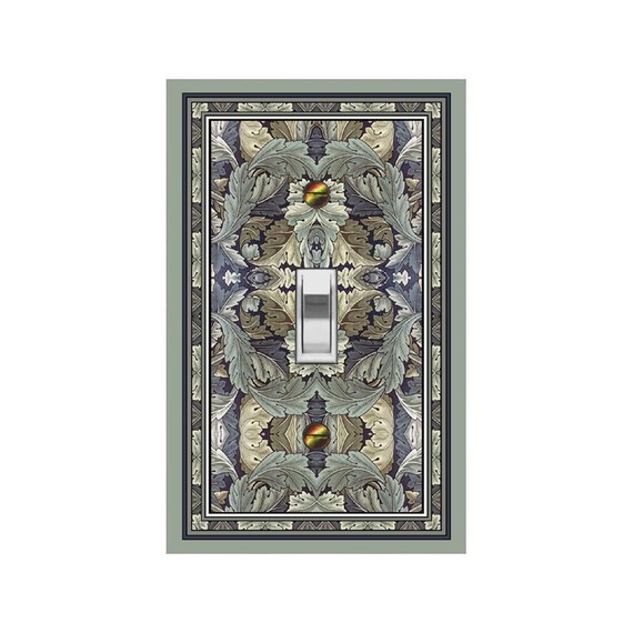 0149A Flat Image Art Nouveau Morris Acanthus Leaves Dark ~ Mrs Butler Unique Switchplate Cover ~ Use Drop Down Boxes ~ See 0149A-X Versions