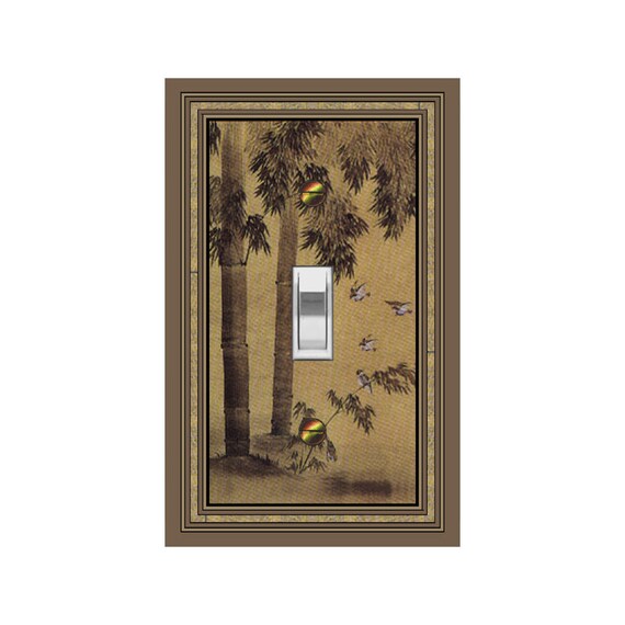 1597X Flat Image of Vintage Look Bamboo Grove with Birds (Looks Textured) ~ Mrs Butler Unique Switchplate Cover ~ Use Drop Down Boxes Below