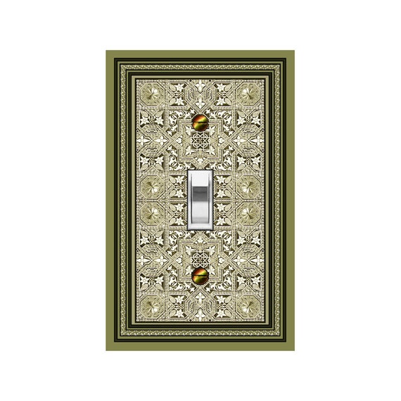 0204B Olive Green Intricate Celtic Knot Floral Design ~ Mrs Butler Unique Switchplate Cover ~ Use Drop Down Boxes ~ See 0204A on This Bkgd