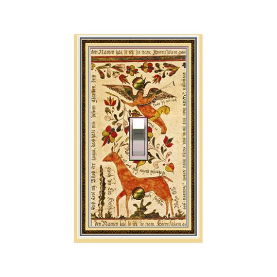 0143x - Folk Art with Deer light switch plate cover - mrs butler switchplates - choose sizes / prices from drop down box