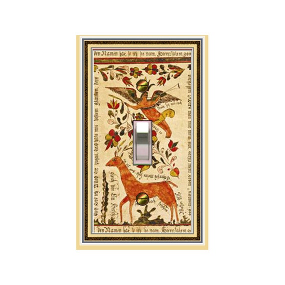 0143x - Folk Art with Deer light switch plate cover - mrs butler switchplates - choose sizes / prices from drop down box