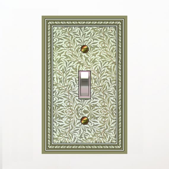 1601X Art Nouveau Wm Morris Green Willow Leaves Design ~ Mrs Butler Unique Switchplate Cover ~ Use Drop Downs Below ~See Many Morris Designs