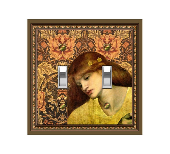 0782A Medieval Lily Stars in Hair on Art Nouveau Mucha Floral ~ Mrs Butler Unique Switchplate Cover ~Use Drop Downs ~See 0782B Background