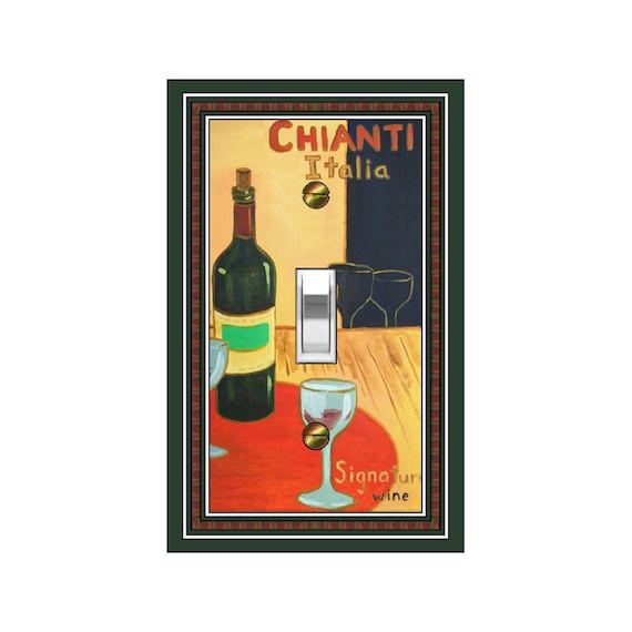 0190X Vintage Ad Wine by the Glass Chianti Italia Signature Wine Bottle & Glass ~ Mrs Butler Unique Switchplate Cover ~ Use Drop Down Boxes