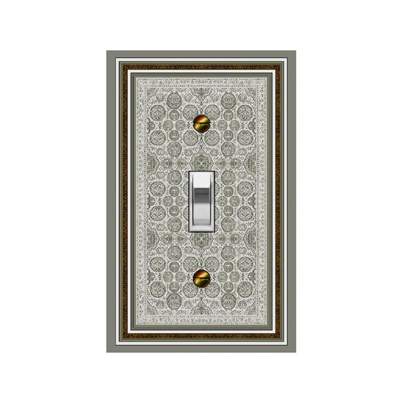 0118D Flat Image of Inverted Persian Rug Pale Grays ~ Mrs Butler Unique Switchplate Cover ~ Use Drop Down Box Below ~ See 0118A-C Variations