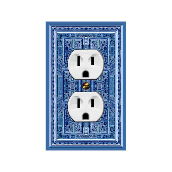 1413B Medieval Book of Kells Inspired Ornate Irish Design Blue ~ Mrs Butler Unique Switchplate Cover ~ Use Drop Down Box ~ See 1413X & 0661X