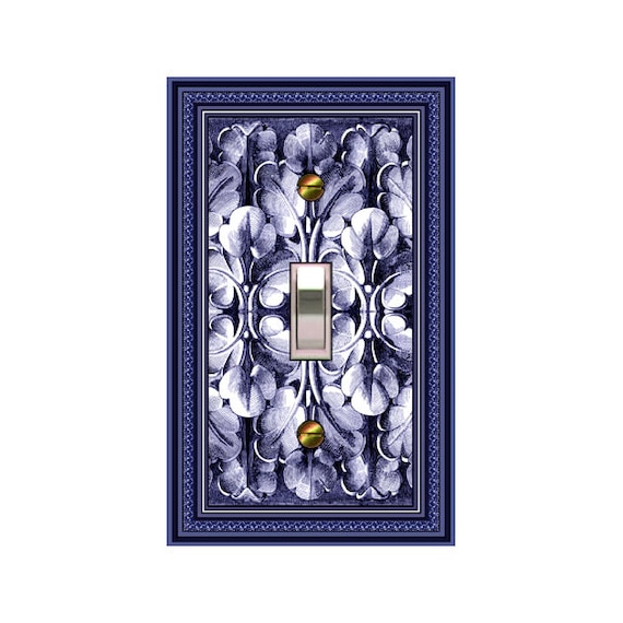 0418X Flat Image of Blue Violet Leaves Ornament (Only Appears Sculptural / 3D) ~ Mrs Butler Unique Switchplate Cover ~ Use Drop Downs Below