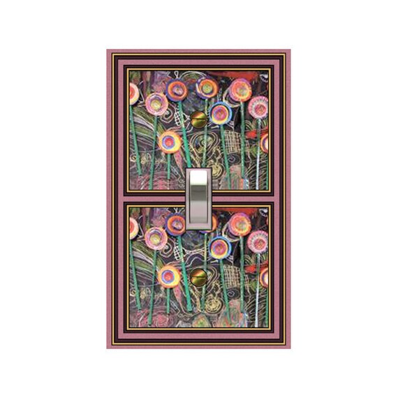 0269X Colorful Flowers, Hundertwasser Inspired Lollipop ~ Mrs Butler Unique Switchplate Cover ~ Use Drop Down Boxes ~ See More Hundertwasser