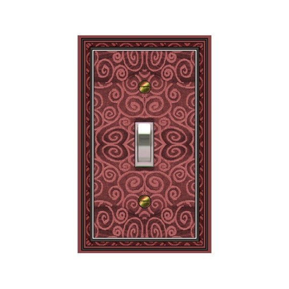 0110B Flat Image of Swirl Design Cloth Red Mauve Burgundy ~ Mrs Butler Unique Switchplate Cover ~ Use Drop Downs Below ~ See 0110A Variation