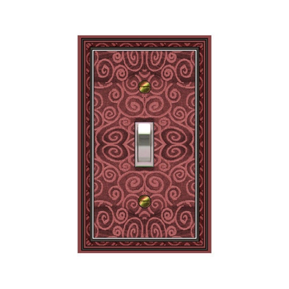0110B Flat Image of Swirl Design Cloth Red Mauve Burgundy ~ Mrs Butler Unique Switchplate Cover ~ Use Drop Downs Below ~ See 0110A Variation