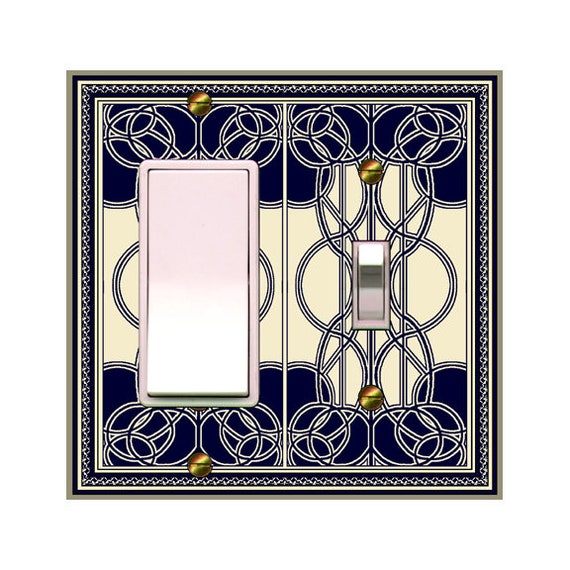 0419X Art Deco Beardsley Dark Navy/Cream Design ~ Mrs Butler Unique Switchplates ~ Use Drop Downs ~ See 0419B Version & More Bearsley Works