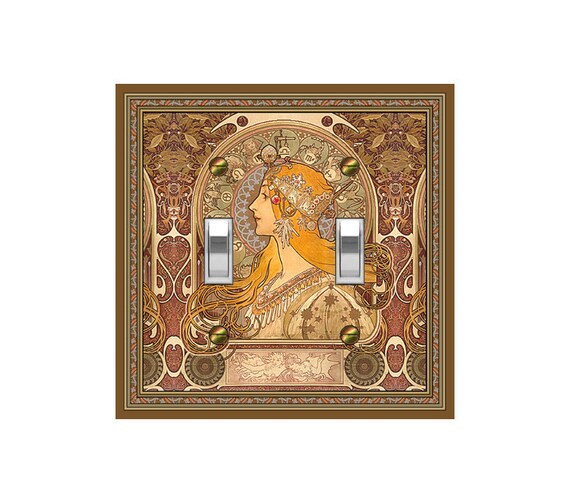 1430X Art Nouveau Mucha Zodiac Horoscope Astrology Girl ~ Mrs Butler Unique Switchplate cover ~ Use Drop Down Boxes Below ~ See Many Muchas