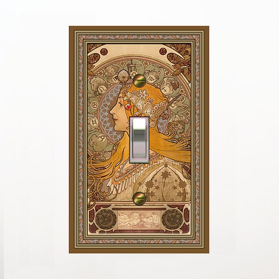 1430X Art Nouveau Mucha Zodiac Horoscope Astrology Girl ~ Mrs Butler Unique Switchplate cover ~ Use Drop Down Boxes Below ~ See Many Muchas