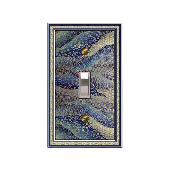 0350B Image of Wavy Asian Water Tiny Flowers Floral Textile Faux Quilt  ~ Mrs Butler Unique Switchplate cover ~ Use Drop Down Box~ See 0350A