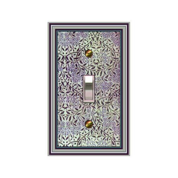 0221B Art Nouveau Morris Dainty Leaves Floral Design ~ Mrs Butler Unique Switchplate Cover ~ Use Drop Downs ~ See 0221A on This Background