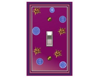 0122b  Mauve Moon / Stars Bkgd  light switch plate cover     - mrs butler switchplates (choose sizes/prices from drop down box