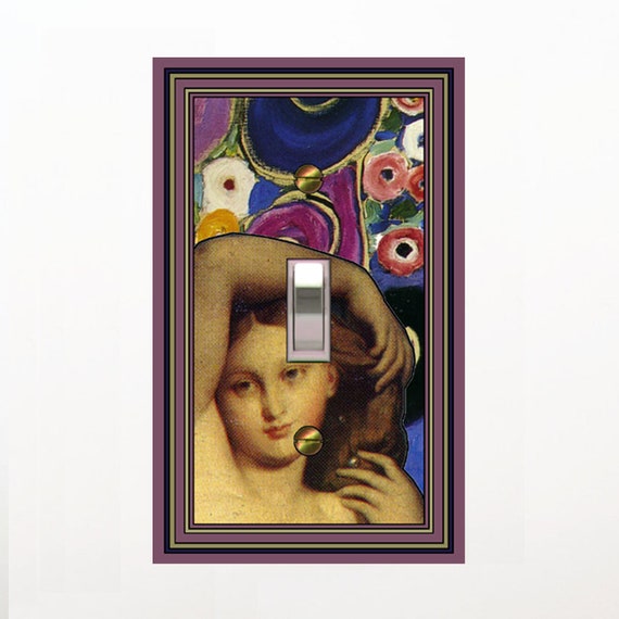 0705A Vintage-Look Woman on Colorful Contemporary Art Design ~ Mrs Butler Unique Switchplates ~ Use Drop Downs ~ See 0705B Background Design
