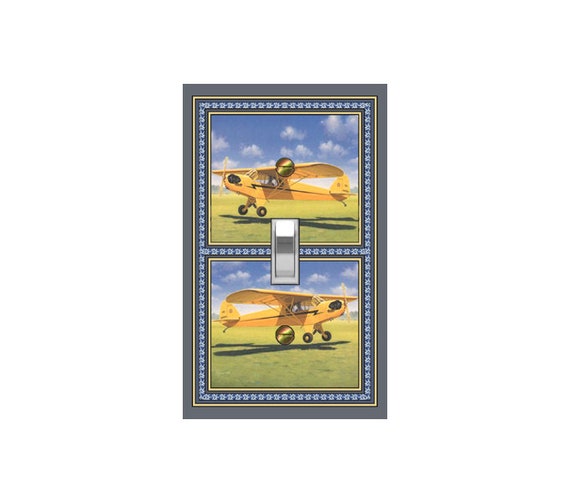 1156X Vintage Yellow Airplane Blue Sky Green Grass Design ~ Mrs Butler Unique Switchplate Covers ~ Use Drop Down Boxes Below