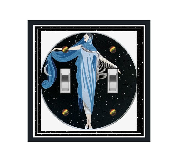1739X Erte "Moonlight" Woman, Moon & Stars on Black Sky ~ Mrs Butler Unique Switchplate Cover ~ Use Drop Down Box Below ~ Other Erte Designs