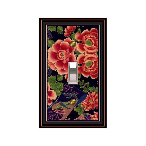 0526X Flat Image of Asian Kimono Flowers Colorful Floral Design ~ Mrs Butler Unique Switchplate Cover ~ Use Drop Down Boxes Below