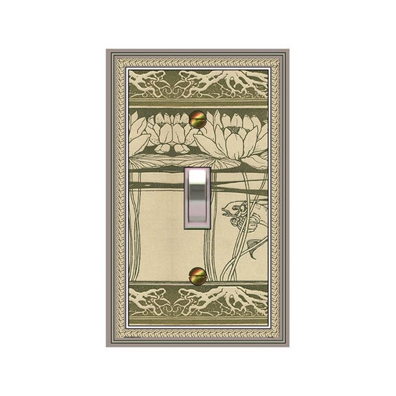 0361X Water Lilies & Fish Khaki Tan Olive Design ~ Mrs Butler Unique Switchplate Cover ~ Use Drop Down Box Below
