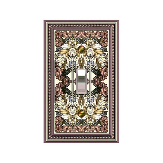 0535X Art Nouveau Mucha Mostly Pinks Intricate Flower Design ~ Mrs Butler Unique Switchplate Covers ~ Use Drop Downs ~ See Many Mucha Works