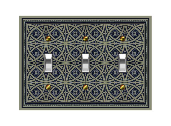 0308B Medieval Celtic Inspired Fleur De Lis Olive Khaki ~ Mrs Butler Unique Switchplate Cover ~ Use Drop Down Box Below ~ Variations 0308A-C