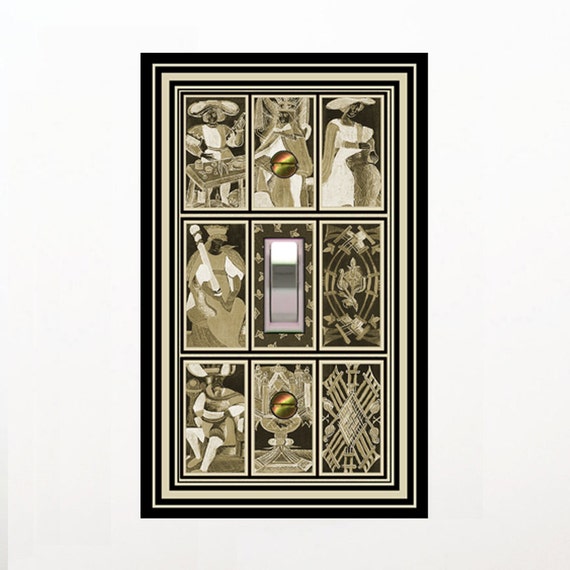 0481B- Medieval Tarot in browns light switch plate cover - mrs butler switchplates - choose sizes / prices from drop down-other tarots
