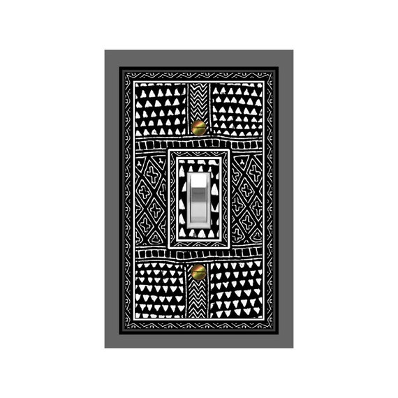 0416X Image of Handmade African Cloth Black & White ~ Mrs Butler Unique Switchplate Cover ~ Use Drop Down Box Below ~ See African Designs