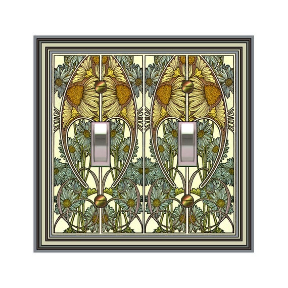 0505X Art Deco Mucha Daisies Unique Symmetric Design ~ Mrs Butler Unique Switchplate Cover ~ Use Drop Down Boxes Below ~See More Mucha Works